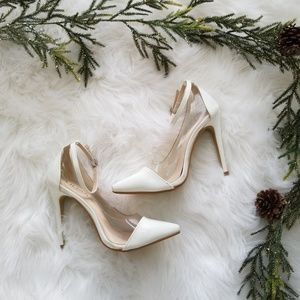 White Perspex Ankle Strap Heels